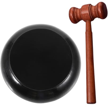 MERRYHAPY Set di Martelletto da Giudice in Legno con Blocco Sonoro, Accessorio Giudiziario Realistico per Giochi di Ruolo e Recite