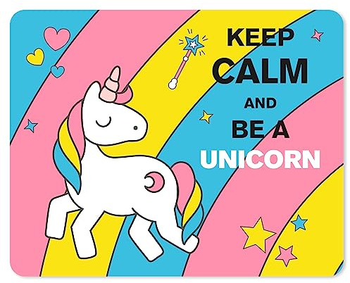 younikat Tapis de Souris Licorne Keep Calm 24x19 cm - dv145 | caoutchouc EPDM antidérapant, ép. 2,5 mm, 4 couches, compatible toutes souris