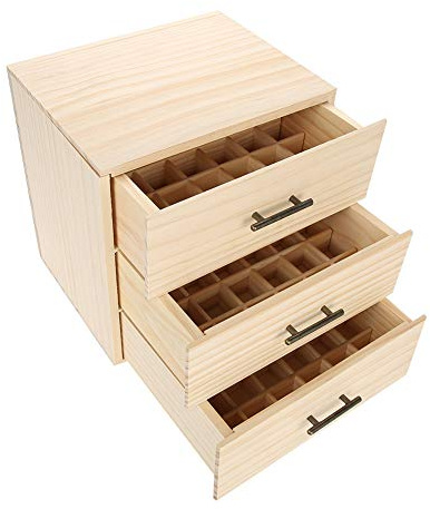 GOTOTOP Aufbewahrung Globuli Holz 90 Slots dreistufige ätherisches Öl Flasche Container Holz Aufbewahrungskoffer Box Organizer Geschenke für Ihre Freunde und Familien, die ätherische Öle lieben