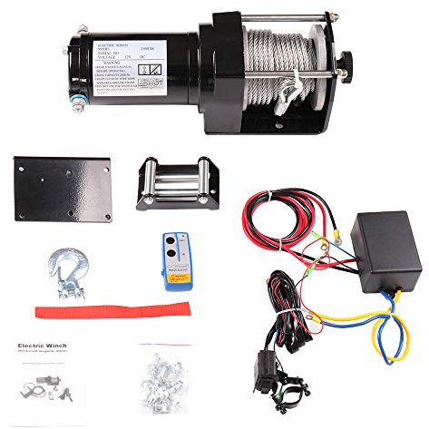 OCPTY Verricello elettrico ATV UTV 2500LB UTV Verricello in Acciaio Cavo Fuoristrada Telecomando 12V