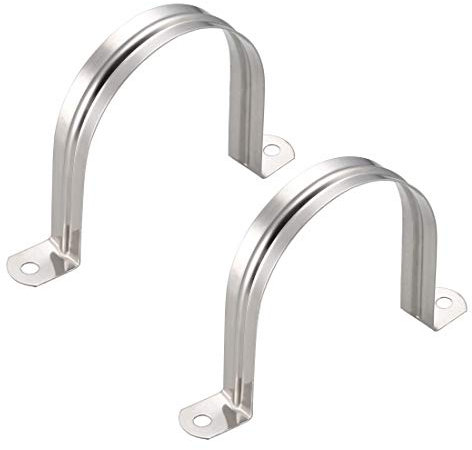 sourcing map 2 Stück Starrer Rohrgurt Erstaz 80mm(3.1), Zugrohr Clip Klemme 2 Loch 304 Edelstahl