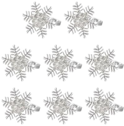 BESTonZON Serviettenringe Weihnachten Schneeflocke serviettenringe Weihnachten Serviettenhalter Servietten Schnallen für den Esstisch 8er-Set