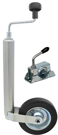 NN Knott - Ruota di sostegno con supporto e fascetta di serraggio, 150 kg, attacco da 48 mm, per rimorchi e roulotte