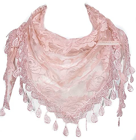 GFM® Women's Summer Triangle Lace Scarf-Mantilla-Baby Pink- (TRI-500-BGLB)