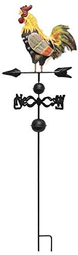 NSGJUYT Windfahne 3D Wetterhahn mit Hahndesign Universal Metallhalterung WeatherVanes Windrichtung Indikator Garten Dekor Wind Weathervane