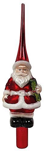 zeitzone Christbaumspitze Weihnachtsmann Rot Weiß Echt Glas Weihnachtsbaumspitze 30cm