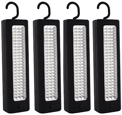DINOWIN 72 luces LED ultra brillantes, luz magnética con gancho para colgar, linterna portátil de inspección que funciona con pilas para camping, hogar, ático, bricolaje, taller, pesca (paquete de 4)