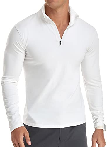 KUYIGO Men's Long&Short Sleeve Polo Shirts 1/4 Zip Plain Casual Slim Fit Gym Running Tops Basic Cotton Shirts S-XXL