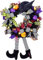 YUET Decoración de Corona de Puerta de Halloween Puerta de Entrada Corona Logo Sombrero y Pierna de Bruja de Halloween Vintage Calabaza Arco Hoja Guirnalda