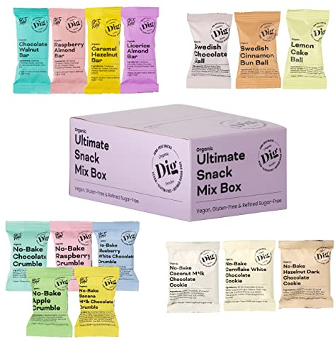 Dig/Get Raw - Ultimate Snack Mix Box - Alle Produkte in einer Box! - Gesunde Snacks, vegan, glutenfrei und ohne raffinierten Zucker, der ideale Bürosnack für alle - 15 Stk., 508g