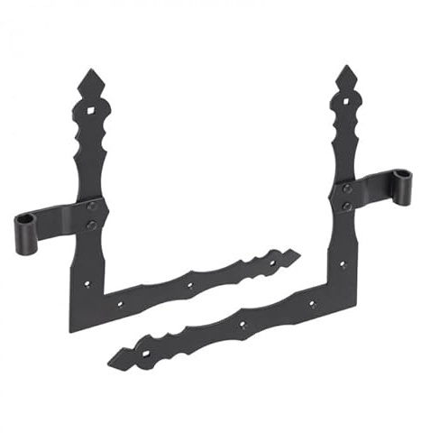 DMX - Fensterladen Winkelband Fensterband Möbelscharniere Holzverbindung Torband Geflochtenes Türscharnier Werfgehänge Baubeschlag für Möbel, Tore, Türen, 1 Stück - ZNO - Schwarz, 350x300x4,0 mm