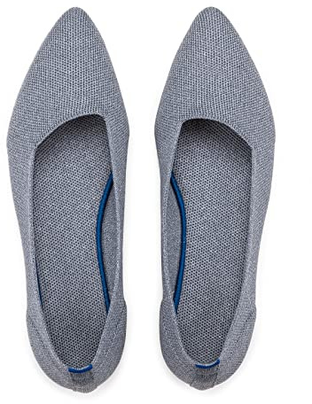 Zapatos de vestir de punto plano de ballet con punta para mujer, zapatos planos de cuña baja, zapatos planos cómodos para mujer, zapatos clásicos suaves, gris, 39 EU