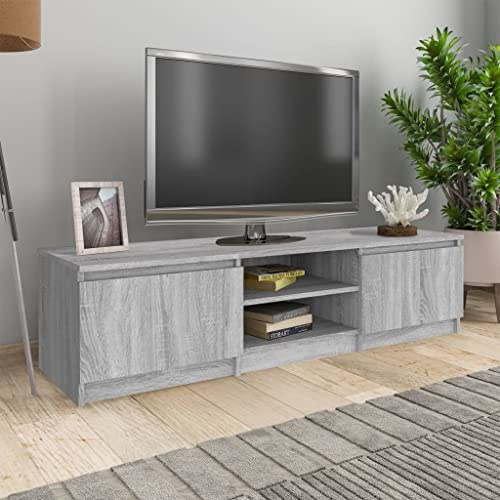 Homvdxl Modern TV Unit Cabinet for 65 TV, Retro Entertainment Center for Flat Screen TV Cable Box Gaming Consoles, Media Console with Cabinet Storage for Living Home - Grey+Oak