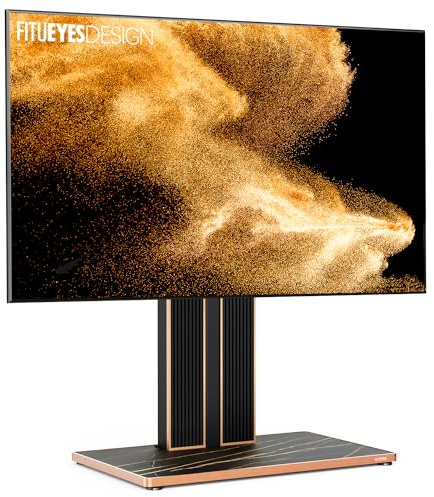 FITUEYES TV Ständer für 75 80 85 90 100 Zoll Fernseher bis 65 kg TV Stand aus Buchenholz Luxuriös modern TV Standfuss höhenverstellbar