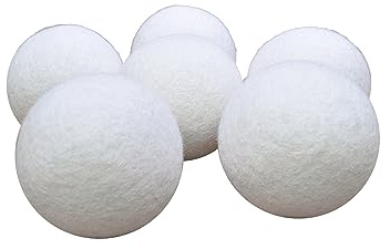 Pachamama Handmade XL Wool Tumble Dryer Balls 7cm 6 Pk Reduce Drying Time Save Energy Fabric Soften Reduce Static Reduce Wrinkles Unscented Long Life - Plain Cream Natural Felted by Hand Fair Trade