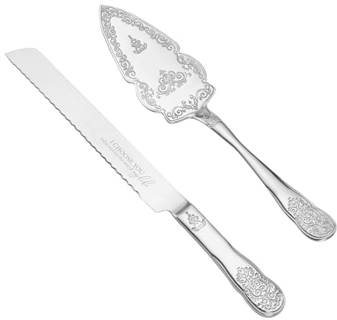 AW BRIDAL Silver Wedding Cake Knife And Server Set, Vintage Cake Cutting Set for Wedding, Personalized Cake Cutter Wedding Gift Bridal Shower Gift Anniversary Engagement Gift For Couple