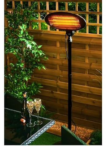 SENTIK® Patio Heater 2KW Free Standing Garden Heater Outdoor with Adjustable Height, 3 Power Settings, Tilting up-down Head, Instant Warmth, and Waterproof Design (Free Standing)