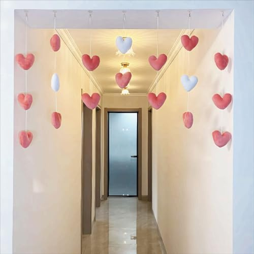 Corazón de amor for decoración de boda, decoración colgante de puerta de corazón esponjoso, cortina de puerta de princesa bonita de felpa, cortina de puerta de habitación de niña, cortina colgante ( C