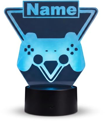 Gaming Controller Lampe mit Name LED Nachtlicht, 16 Farben & Fernbedienung | Geschenk für Gamer, dimmbar, Fernbedienung, 16 Farben, Touch-Steuerung, USB & Batteriebetrieb, in Deutschland graviert