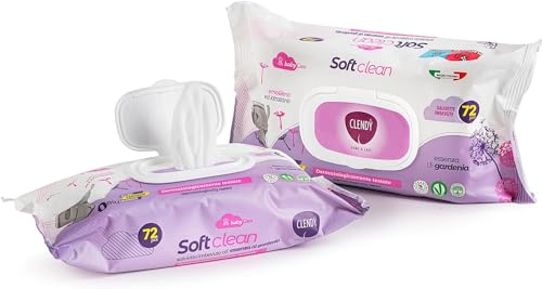 Clendy Salviettine Baby Soffici e Profumate con essenza di Gardenia, Confezione da 72 Salviette 2PZ (2 confezioni)
