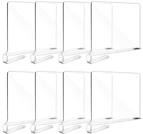 BAKAJI Set med 8 genomskinliga akrylavdelare för hyllor, multifunktionell garderobsavdelare, separatorlådor, kläder, handdukar, garderob, hyllor, skor, 28 x 3 x 22,5 cm