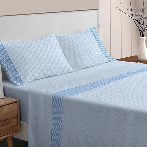 Rufino Díaz Juego Sábanas Franela Invierno Eva (Azul - 105 cm) - Taco Extra Suave para Adultos e Infantil - Sensación acogedora y de Confort