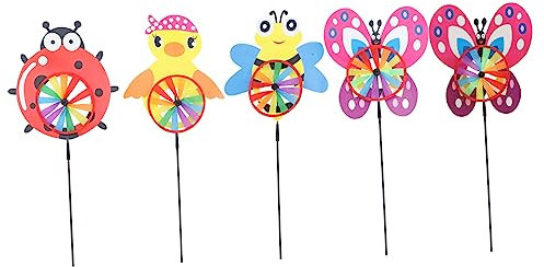 YARNOW 5 Pièces Moulin à Vent pour Animaux Voiture pour Enfants Petite Voiture Jouets Moulin à Vent De Jardin Moteur Disco Voiture Télécommandée Fileuses Camion Colorful PVC