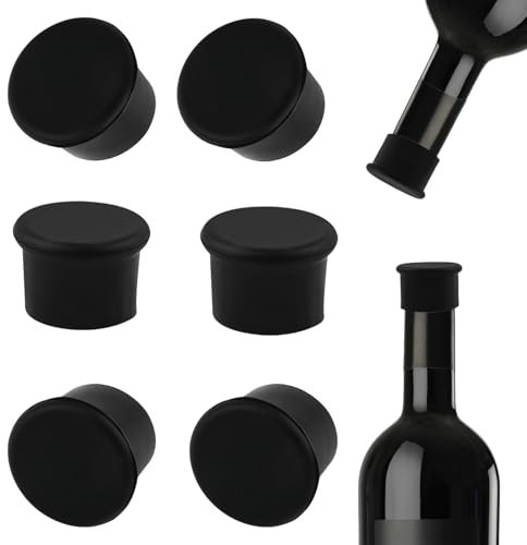 Wine Stopper, 6 Stück Silikon Kronkorken Weinstopfen Wiederverwendbar, Sealer Bierflaschen Weinflaschenverschluss, Flaschendeckel für Champagner, Kohlensäurehaltige,Saft und Glasflaschen