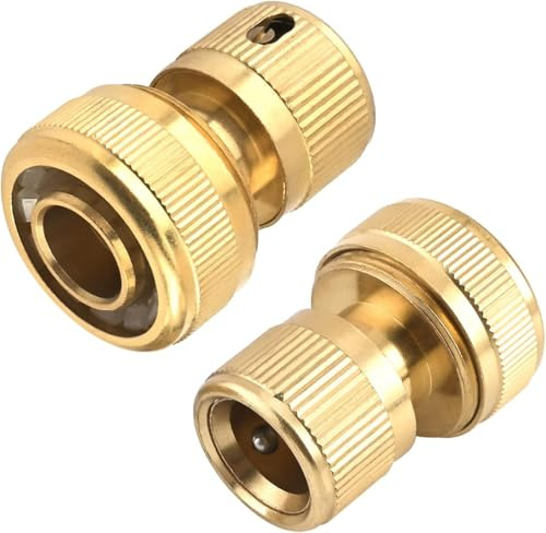 Hydrogarden Garden Hose Coupling Sockets Brass with Hose Connection 19 mm (3/4 Inch) with Water Stop (Type: Brass – Hose Diameter Inside: 19.0 mm) Pack of 2