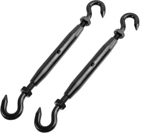 Antrader Turnbuckle Hook and Hook,2Pcs M10 Double Hook Turnbuckle Heavy Duty Turnbuckles Cable Turnbuckle Stainless Steel Turnbuckles Black Turnbuckle for Wire Rope Tension