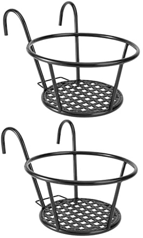 Abaodam 2Pcs Black Handrail Hanging Planter Bracket for Succulent Flower Pots Durable Flowerpot Support Shelf for Use for Wall Hanging Decor