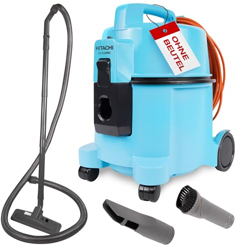 HITACHI Staubsauger CV-400 PRO mit HEPA Filter 7,5L, Beutellos - Profi Bodenstaubsauger 880W, leise 74 dB, 13m Radius, Teppichdüse & Zubehör, Gewerbesauger für Haushalt & Industrie (hellblau)