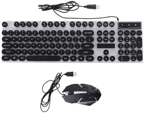 Abs Noir Ensemble Clavier et Souris de Jeu 104 Touches | Structure Suspendue, Défilement 3d Antidérapant, Effet Arc-en-ciel, Trous de Drainage Multiples, USB