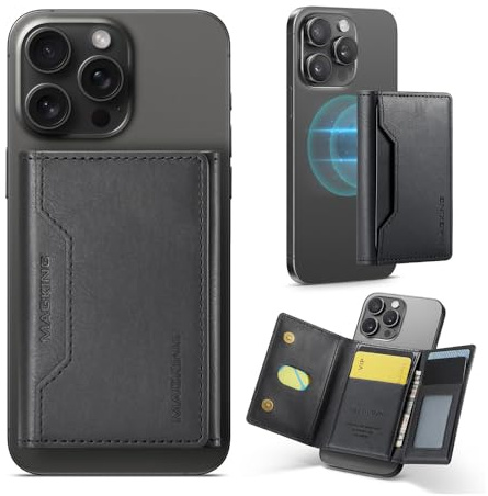 XFSRG Portafoglio Magnetico PU Wallet Porta Carte Supporto Regolabile con 8 Scomparti Compatibile per Smartphone