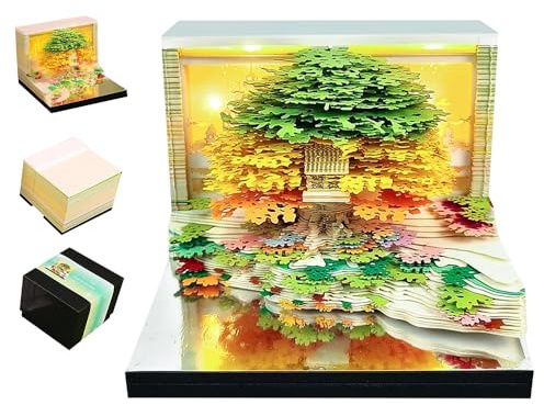 Hojalis 3D Kalender Abreißen 2026, 3D Kalender 2026, 3D-Notizblock mit Licht, 2026 Tischkalender-Notizblock, Papierskulptur Weihnachtsbaum 3D-Tischkalender, Abreißkalender (Stil 5)