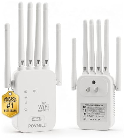 WiFi Extenders 6-Antenna Strong Signal Booster for Home Internet with Ethernet Port, 5ghz/2.4ghz Repetidor De Señal, Long Range 8000 Sq. Ft & 40 Devices 1200 Mbps Amplificador(White-1pc)