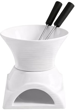 Schokoladen-Fondue-Tasse, Keramik-Schmelzbecher mit Gabel, 220 ml, 11,5 x 11,5 cm, Dip-Dessertbecher, Käsebutter, Schmelzbecher, tragbares Keramik-Fondue-Set, kreative Snackwärmer, für