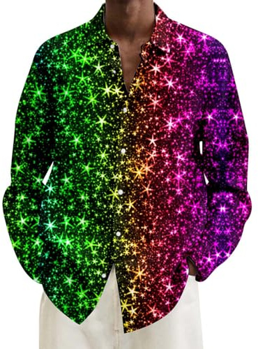 Costumi da carnevale da uomo, camicia a maniche lunghe anni 80, camicia hawaiana anni 70, camicia anni 60 hip hop disco, camicia da capodanno con abbottonatura anni 80, camicia da carnevale con motivi