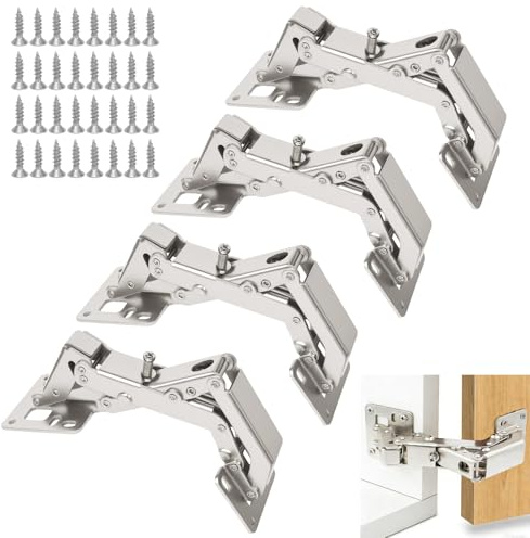 4 Set 175° Soft Close Scharniere für Schranktüren mit Scharnierschrauben, Möbelscharniere Innenliegend Schrankscharnier mit Dämpfungsfunktion Verstellbares Möbelscharniere für Schrank Möbel Schranktür