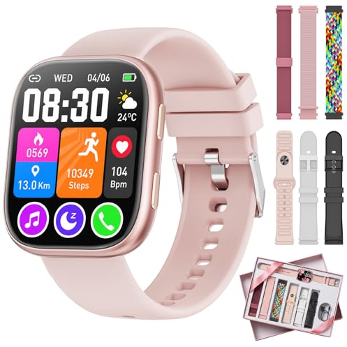 Mingtawn 7 Interchangeable Bands Smart Watches for Women Men,1.83 HD Smart Watch with Heart Rate/Sleep Monitor,Fitness Watch with Bluetooth Call,120+ Sport Modes Activity Tracker Bands Gift Set