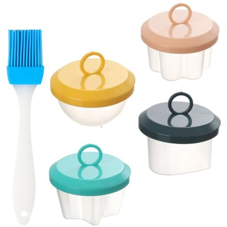 TOYANDONA Stampo per Uova in Camicia per Microonde, Cuociuova Creativo Piccolo in Plastica Resistente alle Alte Temperature Spazzola Multifunzionale, Vaporiere per Uova al Colore Casuale