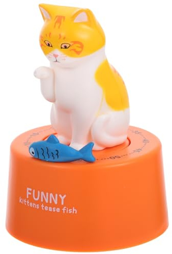POPETPOP Timer Meccanico Contaminuti in Plastica Manuale per Cucina a Forma di Gatto, Promemoria di Cottura per Pesce al Vapore e Uso Multiuso