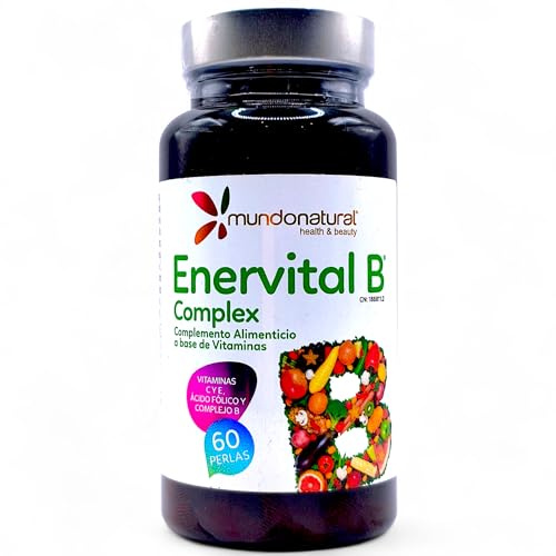 Mundo Natural Enervital B Complex 60 Cápsulas - Complejo Vitamínico B Completo (B1, B2, B3, B5, B6, B9, B12, Biotina) - Energía, Concentración y Sistema Nervioso - Combate el Cansancio y el Estrés