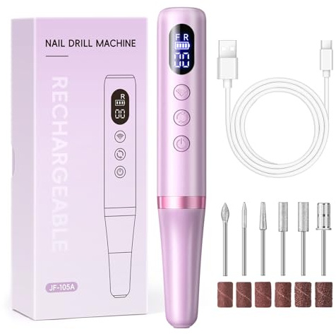 PEACECOLOR Cordless Nail Drill 15000RPM Rechargeable for Nail Prep | Electric Nail File Kit with LED Display, 9 Adjustable Speeds,Low Noise for Gel Polish Remove Nail Prep Manicure Pedicure