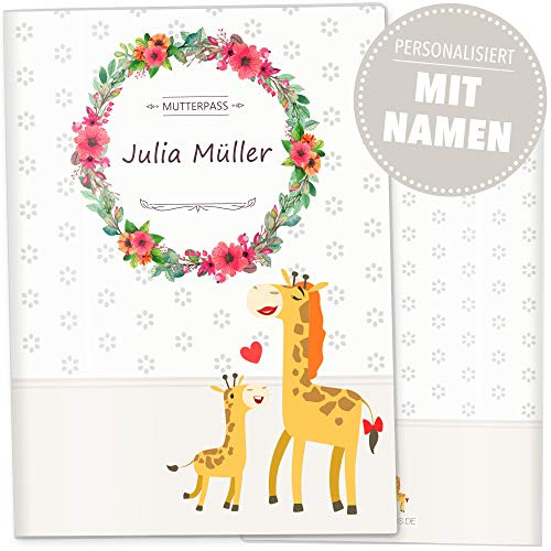 OLGS Mutterpasshülle Mommy Love Daisy | Stilvolle Schutzhülle tolle Geschenkidee personalisierbar mit Namen - Hülle für den deutschen Mutterpass personalisiert, Giraffe