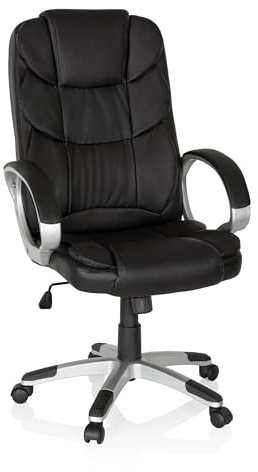 MyBuero 722300 XXL Chefsessel mit Armlehne Relax BY155 Kunstleder Schwarz Bürostuhl ergonomisch gepolstert