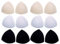 JZK 6 Pairs foam bra pad insert removable triangle bra enhancer cup for swimwear sports bra bikini, black white beige 3 colours