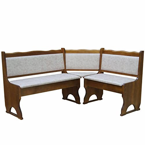 k koma Polster Eckbank Kiefer Holz, Eiche Farbe mit Polsterung MASSIVHOLZ - NEU ÖKOLEDER BEIGE (120 x 160)