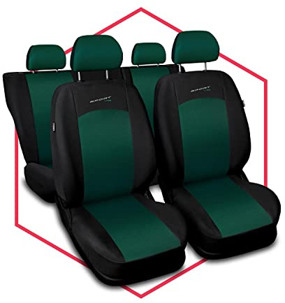 Saferide 3er Set Autositzbezüge PKW universal | Auto Sitzbezüge Polyester Grün für Airbag geeignet | für Vordersitze und Rückbank | 1+1 Autositze vorne und 1 Sitzbank hinten teilbar 2 Reißverschlüsse