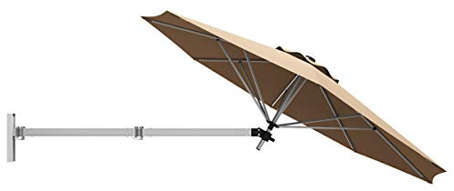 Tangkula 8 FT Wall Mounted Patio Umbrella, Outdoor Wall Umbrella with Adjustable Pole, Tilting Sunshade Umbrella with Wind Vent, Ideal for Garden Balcony Yard (Beige)
